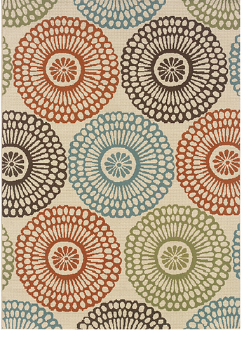 Ivory/ Blue Outdoor Area Rug (3'7 x 5'6)